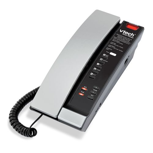 Teléfono Analógico Pequeño VTech® A2211 de Una Sola Línea, 5 Teclas para Servicio al Huésped, Plateado y Negro